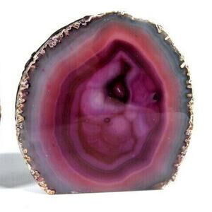 Brazilian AGATE DISPLAY SPECIMEN Purple & Gray Stone Volcanic Rock Slab Display